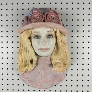 Vtg 1993 Sandra R Bauer Victorian Lady‎ Wall Sculpture Eclectic Maximalist Decor